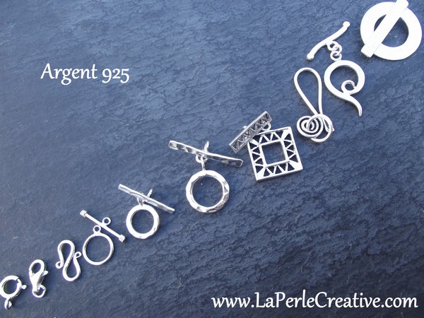 Fermoir Argent massif 925 brossé Tbar anneau baillonette création bijoux uniques et originaux